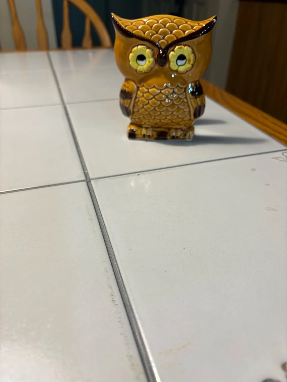 Lego Yellow and Brown Owl Ceramic  Napkin Holder Vintage 1970’s